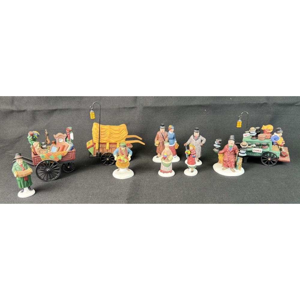 Lot Of 4 Heritage Village Chelsea Market Fruit Curiosities Hat Shoppers Carts